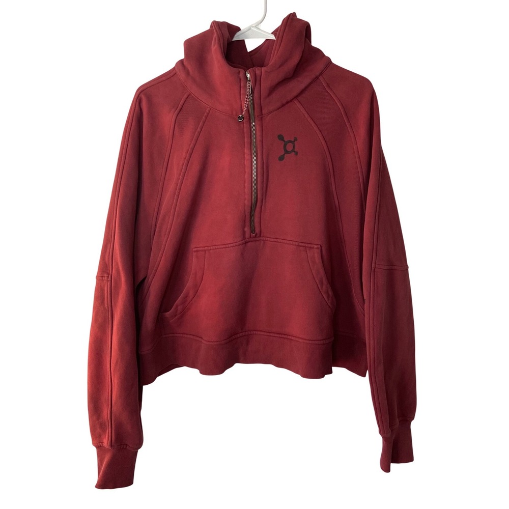 Lululemon Half Zip Hoodie Scuba Style Red Women's‎ Jacket Distressed Spots